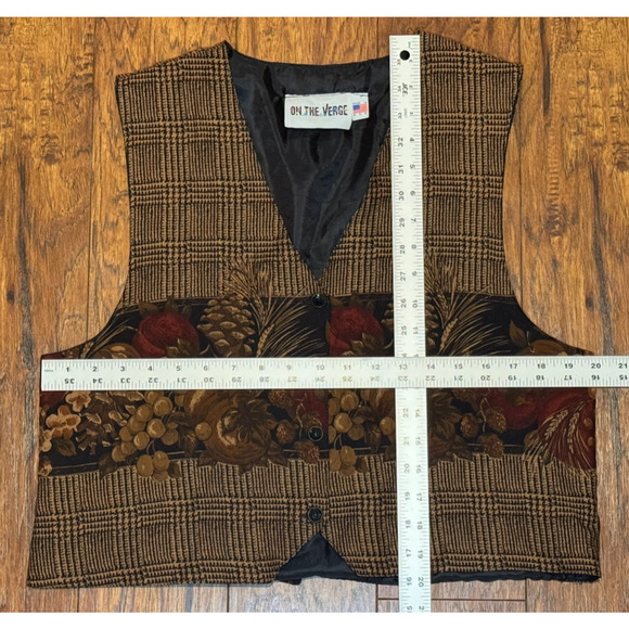 VTG On The Verge Fall Harvest Vest Button V-Neck Multicolor Made In USA - Size L - Picture 3 of 6